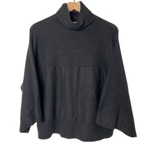 INDUSTRY Women Black Ribbed Knit Turtleneck Sweater Size L Dolman Sleeve Casual